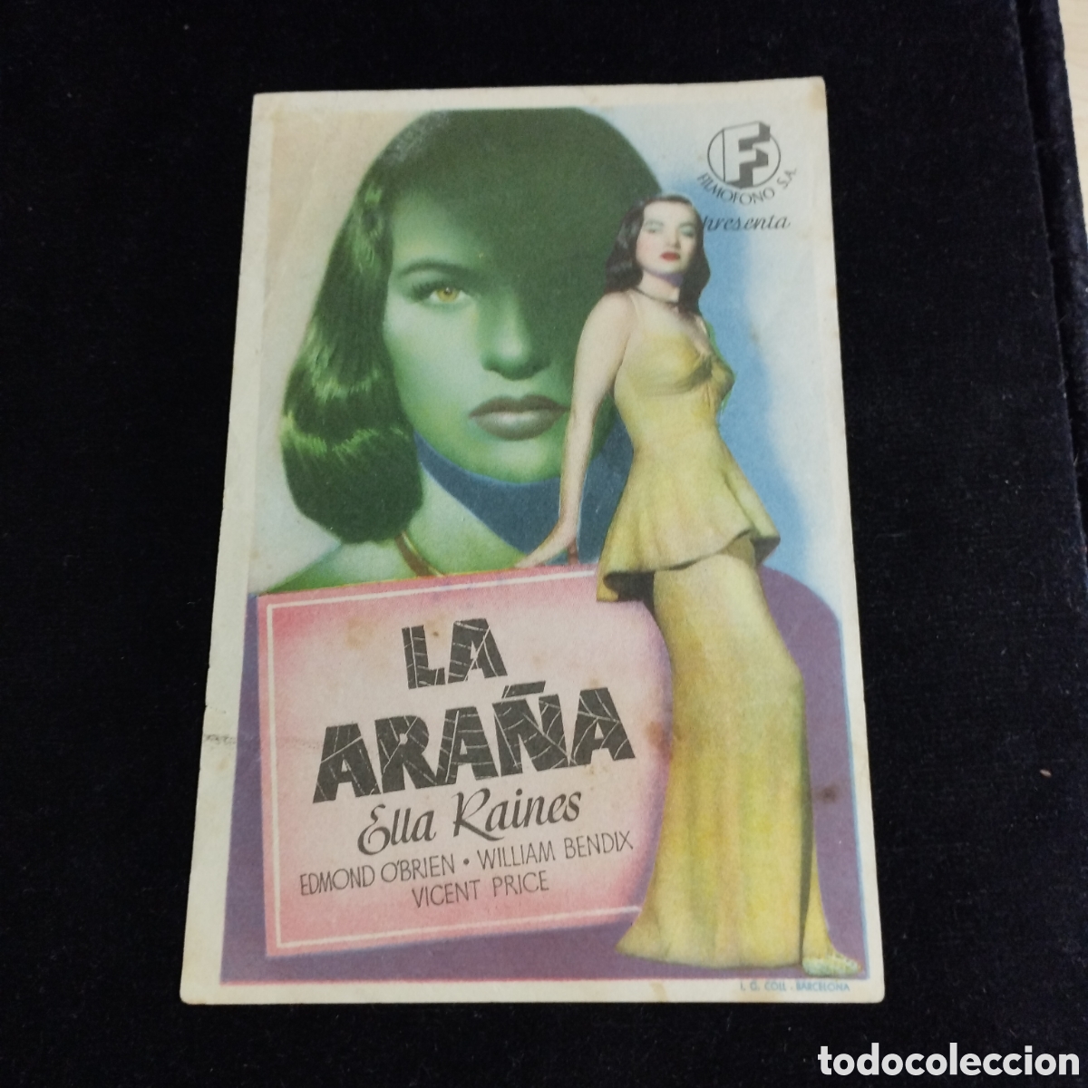 Cine: Programa de cine sencillo. La ara&ntilde;a. Ella Raines. Edmon Obrien. 1948 - Foto 1