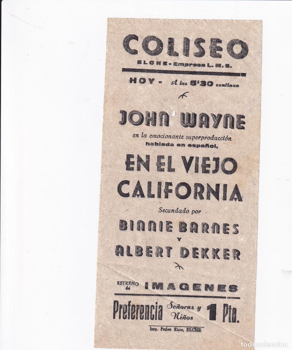 Cine: PROGRAMA DE CINE LOCAL.- En el Viejo California. John Wayne / Binnie Barnes. - Foto 1