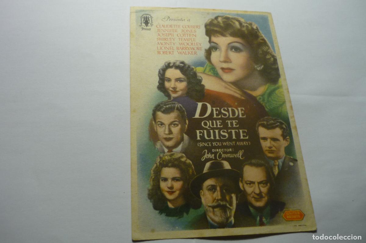 Cine: programa desde que te fuiste-claudette colbert.-publicidad - Foto 1