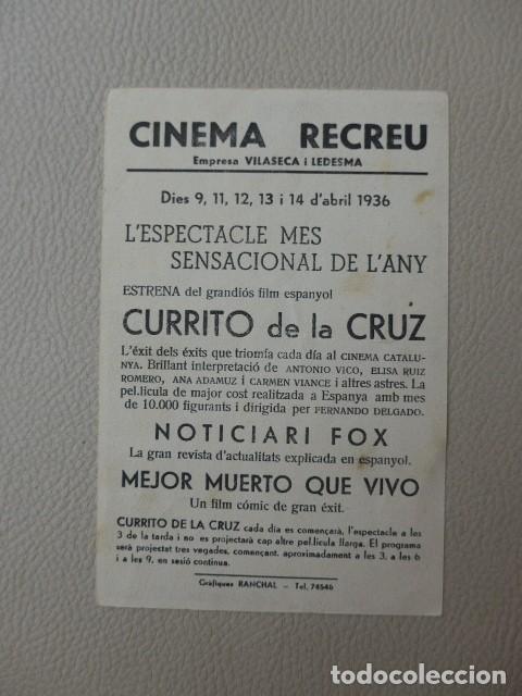 Cine: CURRITO DE LA CRUZ 1936 ANTIGUO PROGRAMA DE CINE - Foto 3