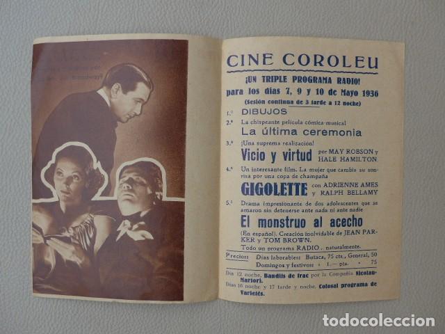 Cine: GIGOLETTE ANTIGUO PROGRAMA DE CINE 1936 - Foto 2
