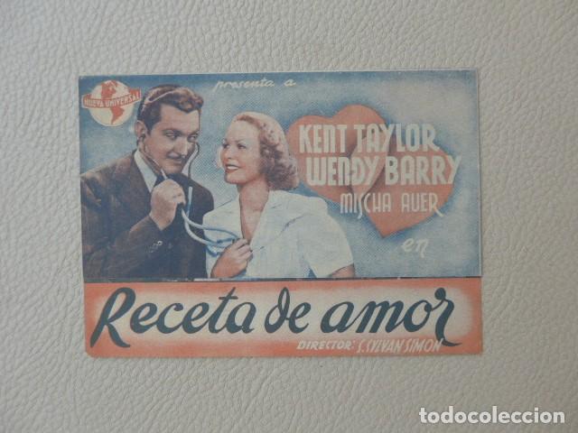 Cine: RECETA DE AMOR ANTIGUO PROGRAMA DE CINE