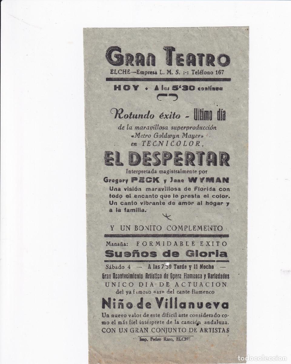 Cine: PROGRAMA DE CINE LOCAL.- EL DESPERTAR. Gregory Peck / Jane Wyman. - Foto 1
