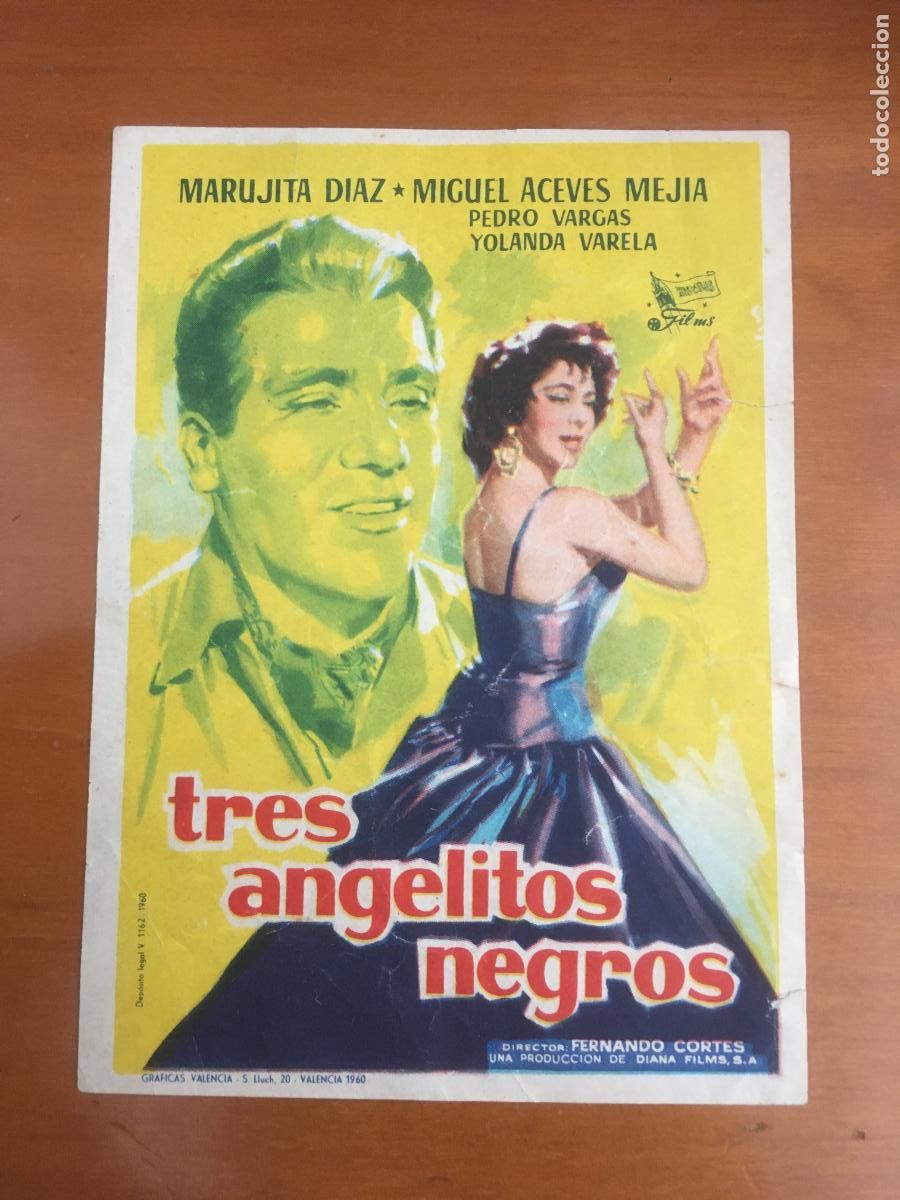Cinema: tres angelitos negros marujita diaz folleto de mano original