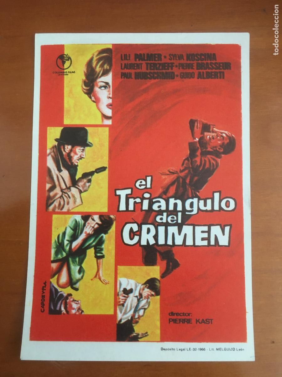 Cinema: el triangulo del crimen lili palmer sylva koscina folleto de mano original