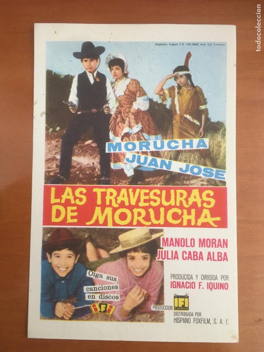 Cinema: las travesuras de morucha iquino folleto de mano original