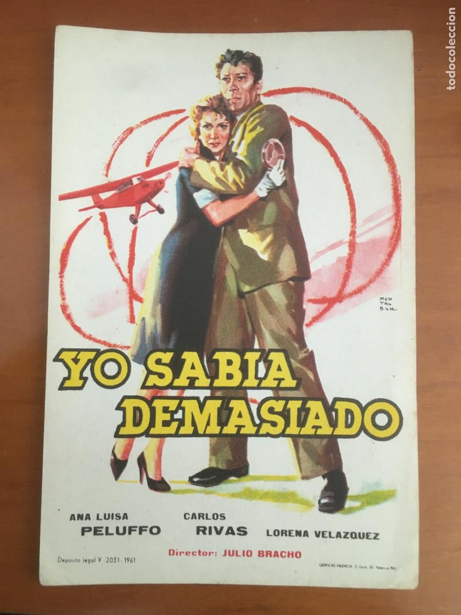 Cinema: yo sabia demasiado folleto de mano original