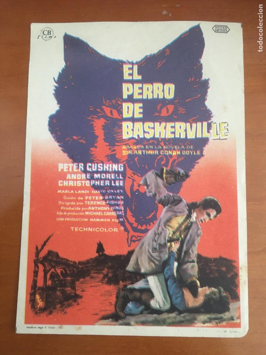 Cinema: el perro de baskerville sherlock holmes folleto de mano original