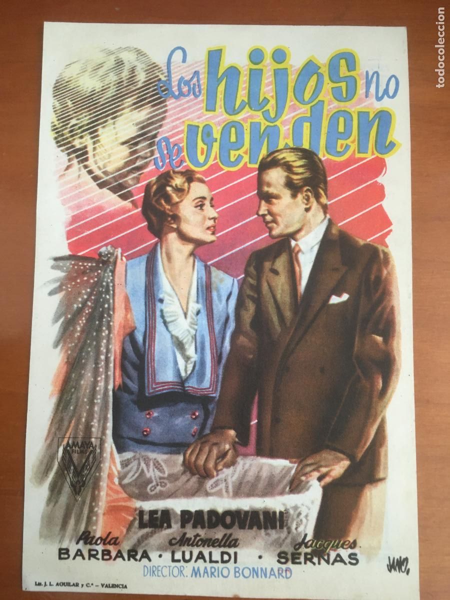Cinema: los hijos no se venden folleto de mano original con cine impreso