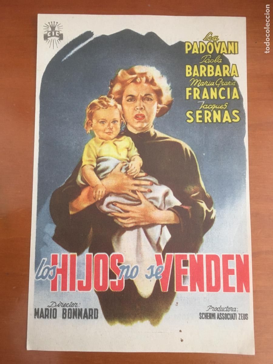 Cinema: los hijos no se venden folleto de mano original con cine impreso