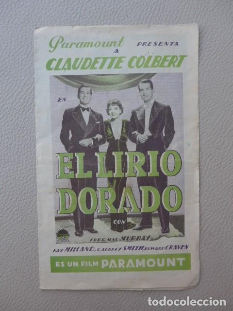 Cine: EL LIRIO DORADO ANTIGUO PROGRAMA DE CINE