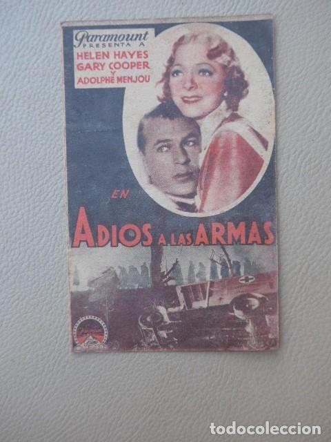 Cine: ADIOS A LAS ARMAS ANTIGUO PROGRAMA DE CINE - Foto 1