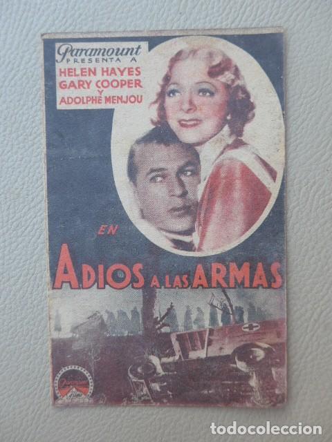 Cine: ADIOS A LAS ARMAS ANTIGUO PROGRAMA DE CINE - Foto 2