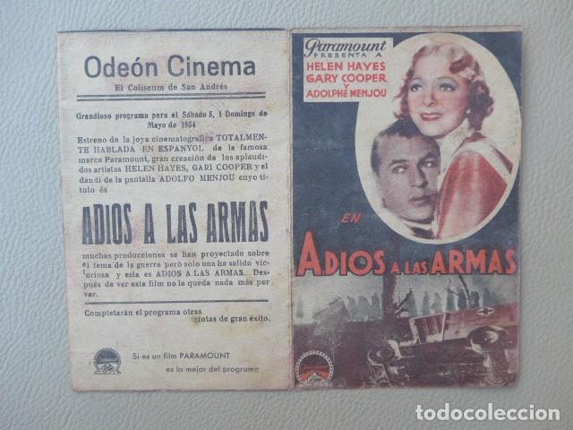 Cine: ADIOS A LAS ARMAS ANTIGUO PROGRAMA DE CINE - Foto 7