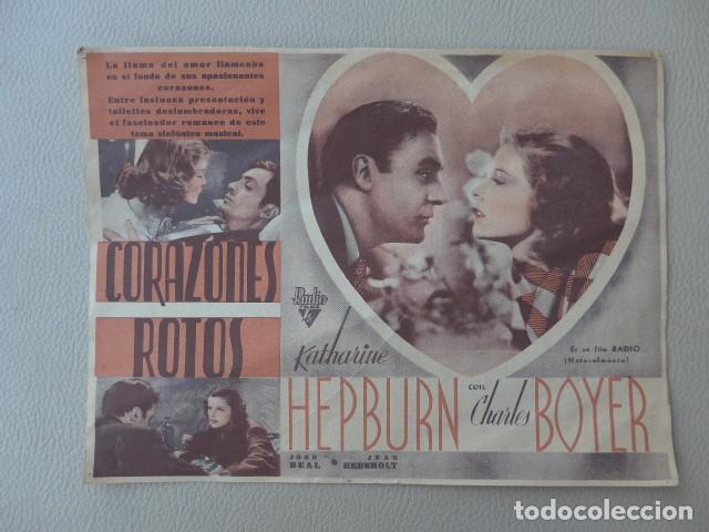 Cine: CORAZONES ROTOS ANTIGUO PROGRAMA DE CINE FRENTE DE JUVENTUDES DE F.E.T Y DE LAS J.O.N.S.