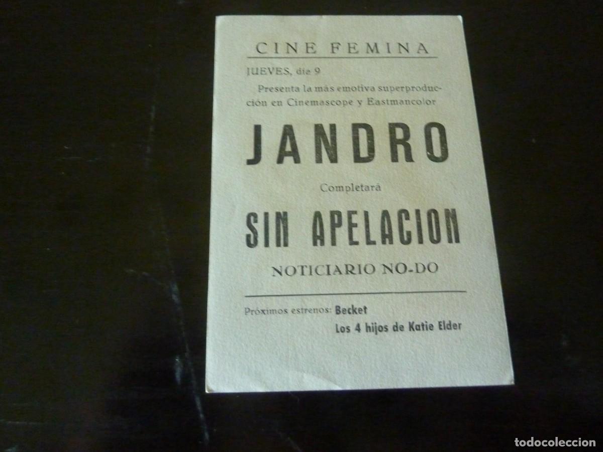 Cine: Folleto de cine JANDRO con publicidad - Foto 2
