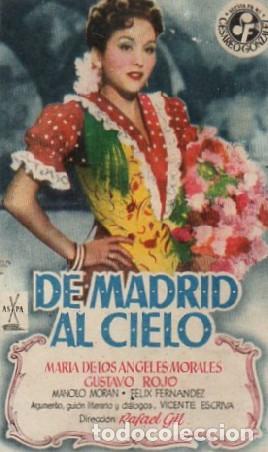 Folhetos de m&atilde;o de filmes antigos de cinema: PROGRAMA DE CINE: DE MADRID AL CIELO PC-9611