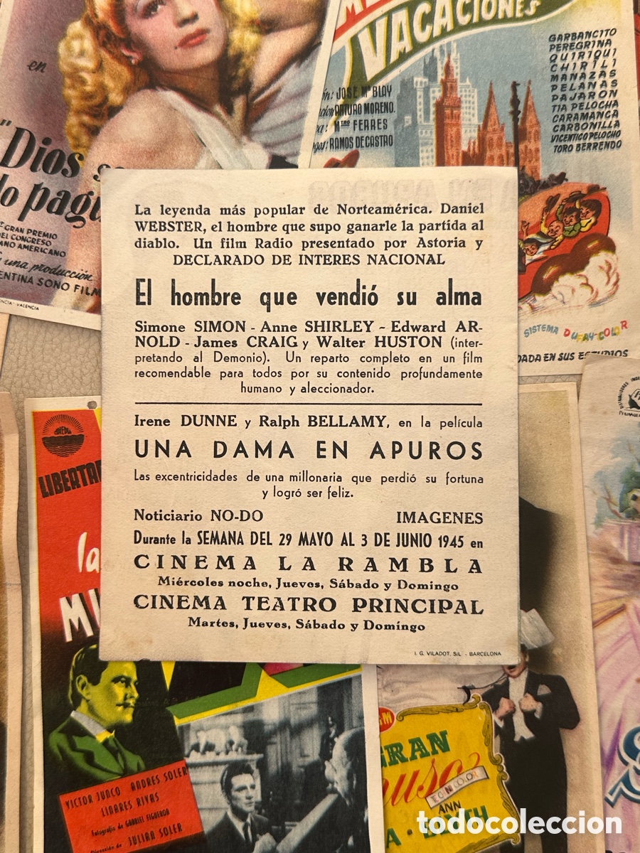 Cine: LOTE 12 PROGRAMAS DE CINE A&Ntilde;OS 40 - 50 - Foto 7
