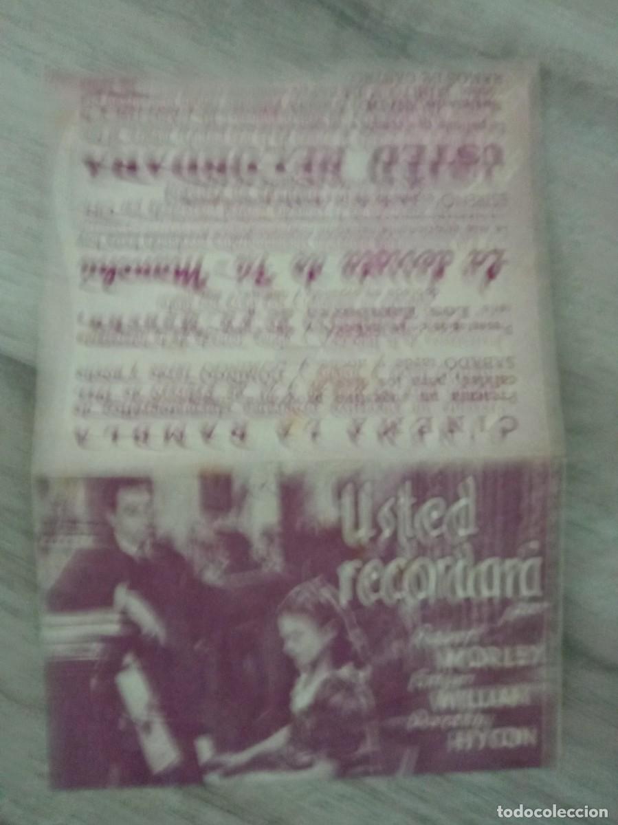 Cine: USTED RECORDARA, ROBERT MORLEY, CINEMA LA RAMBLA, 1943 - Foto 1