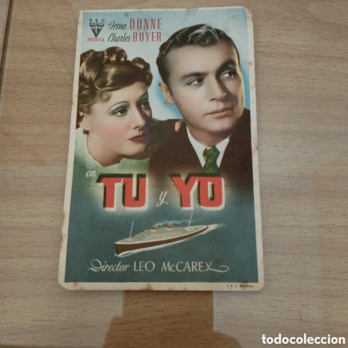 Cine: Programa de cine, sencillo. T&uacute; y yo. Irene Dunne. Charles Voyer. SP - Foto 1