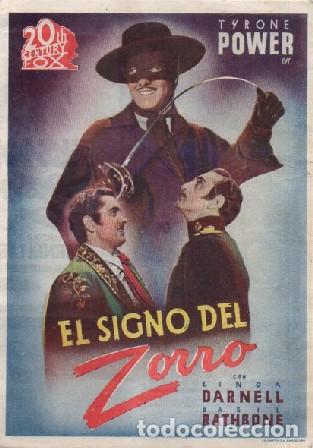 Cine: PROGRAMA DE CINE: EL SIGNO DEL ZORRO PC-9735 - Foto 1