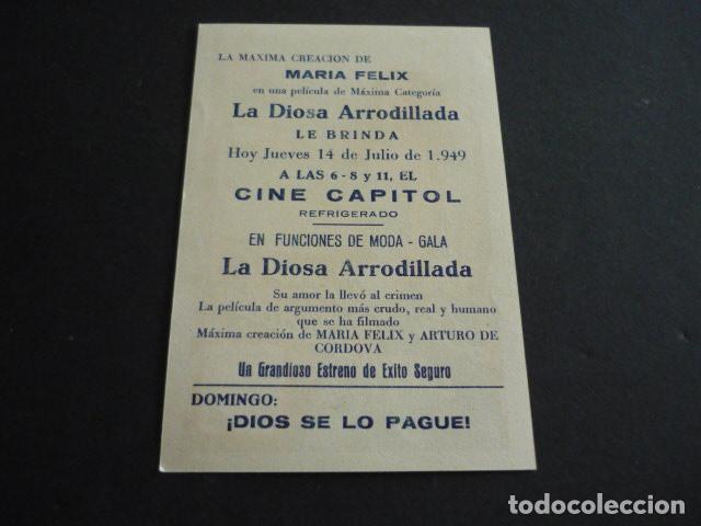 Cine: LA DIOSA ARRODILLADA PROGRAMA DE CINE CON PUBLICIDAD CINE CAPITOL - Foto 2
