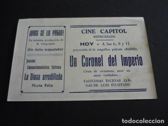 Cine: UN CORONEL DEL IMPERIO PROGRAMA DE CINE CON PUBLICIDAD CINE CAPITOL - Foto 2