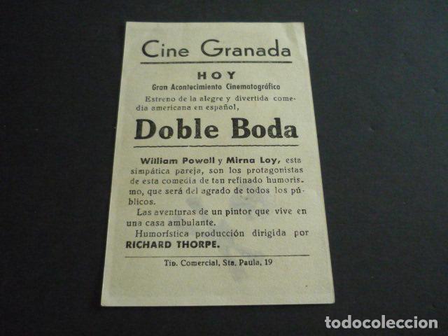 Cine: DOBLE BODA PROGRAMA DE CINE CON PUBLICIDAD CINE GRANADA - Foto 2