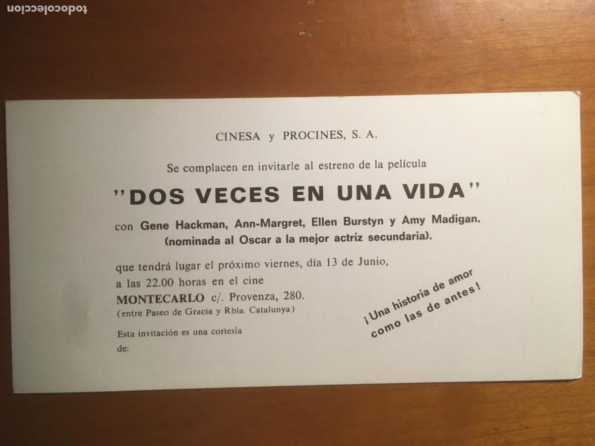  Flyers Publicitaires de films Anciens: dos veces en una vida invitacion folleto de mano original al estreno