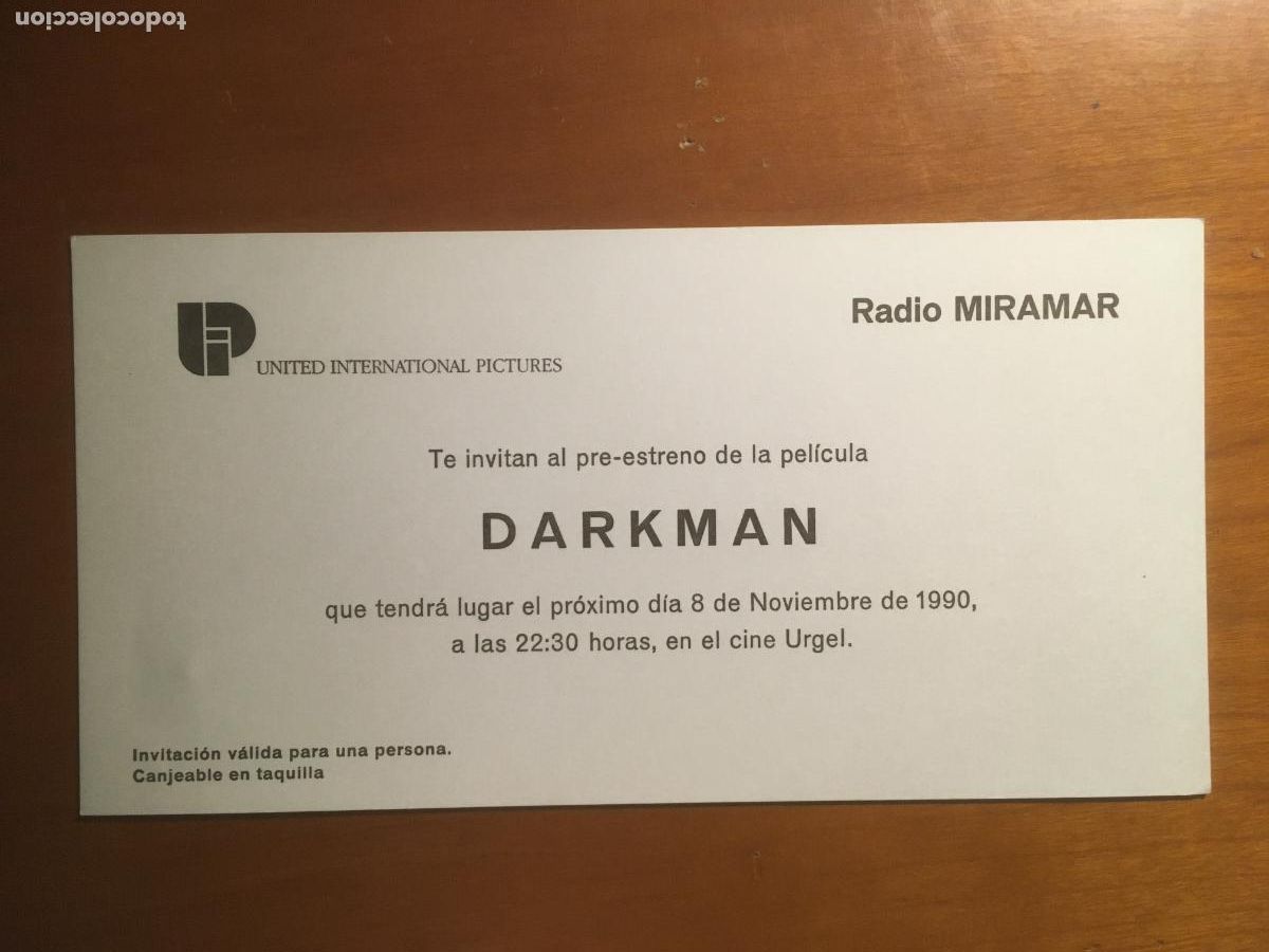  Flyers Publicitaires de films Anciens: darkman sam raimi invitacion folleto de mano original al estreno