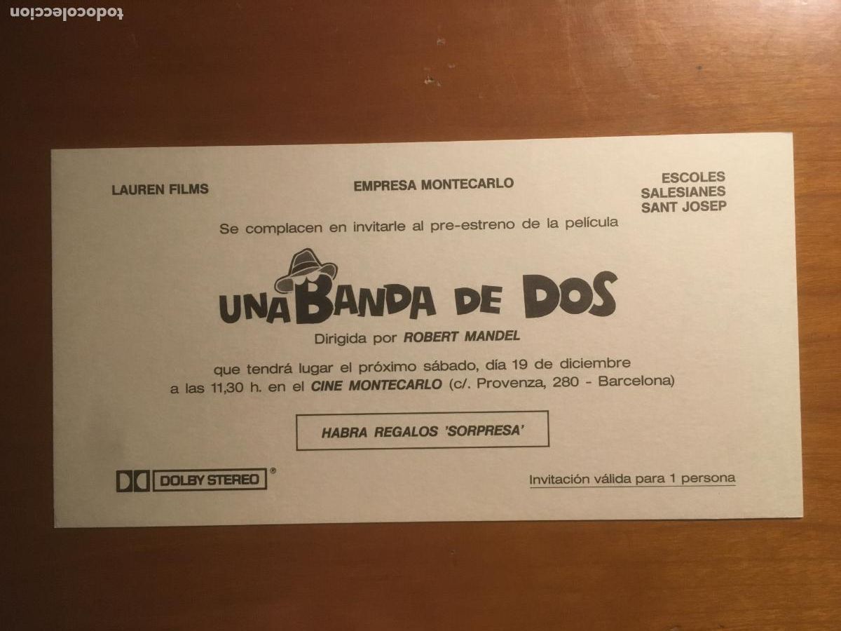  Flyers Publicitaires de films Anciens: una banda de dos invitacion folleto de mano original al estreno