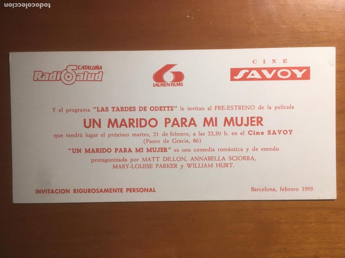  Flyers Publicitaires de films Anciens: un marido para mi mujer invitacion folleto de mano original al estreno