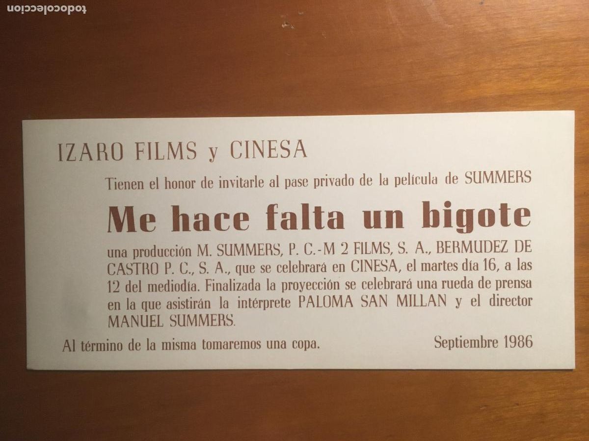  Flyers Publicitaires de films Anciens: me hace falta un bigote invitacion folleto de mano original al estreno