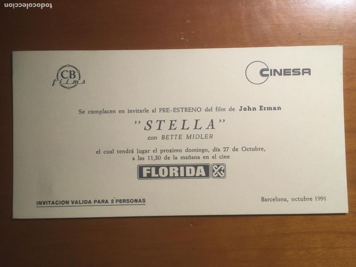  Flyers Publicitaires de films Anciens: stella bette midler invitacion folleto de mano original al estreno