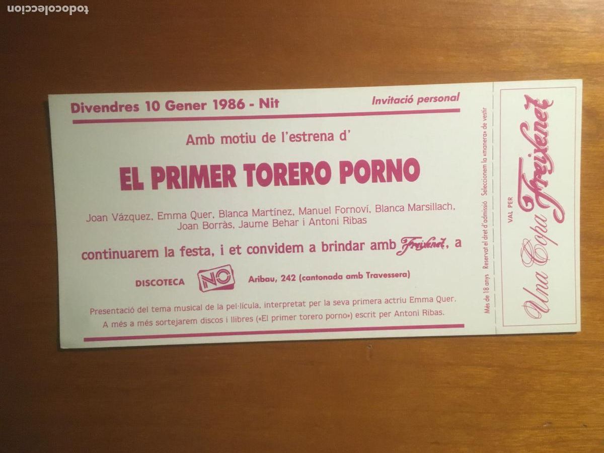  Flyers Publicitaires de films Anciens: el primer torero porno invitacion folleto de mano original al estreno