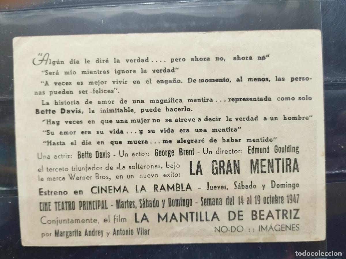 Cine: PROGRAMA DE CINE. SENCILLO. LA GRAN MENTIRA. CON BETTE DAVIS. - Foto 2
