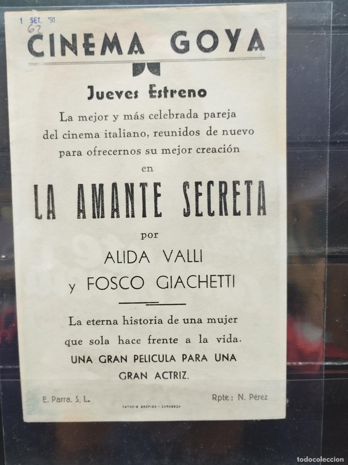 Cine: MA - PROGRAMA DE CINE SENCILLO. AMANTE SECRETA. - Foto 2