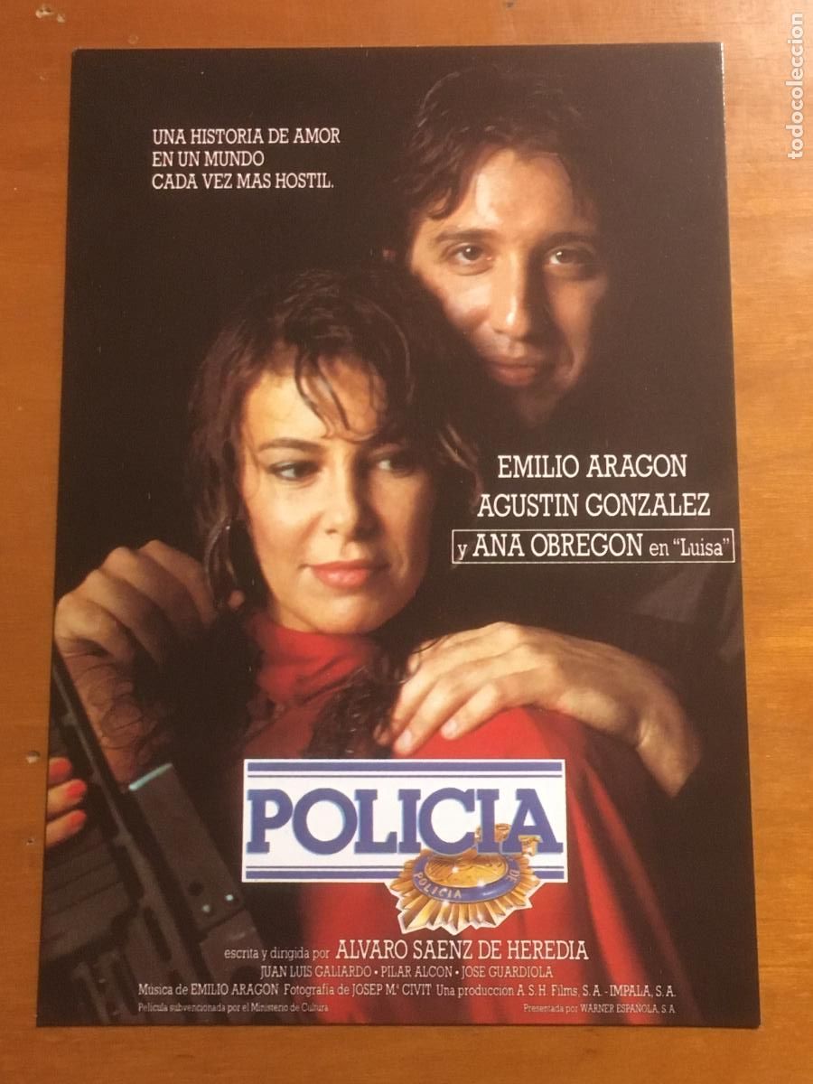 Cine: policia - folleto de mano postal original estreno - ana obregon emilio aragon cine espa&ntilde;ol