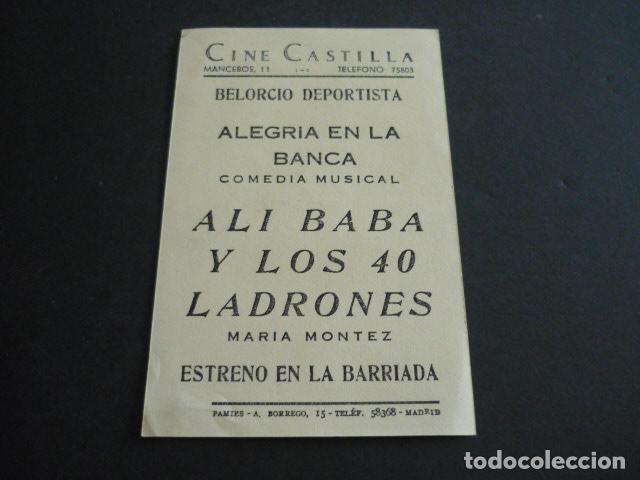 Cine: ALI BABA Y LOS 4 LADRONES PROGRAMA DE CINE CON PUBLICIDAD CINE CASTILLA MADRID - Foto 2