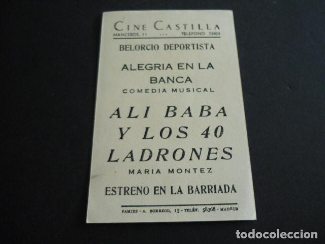 Cine: ALI BABA Y LOS 4 LADRONES PROGRAMA DE CINE CON PUBLICIDAD CINE CASTILLA MADRID - Foto 2