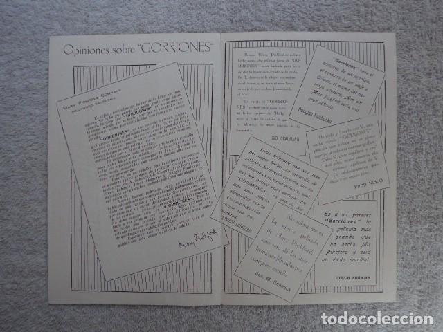 Cine: ANTIGUO PROGRAMA DE CINE DOBLE GORRIONES - CAPITOL CINEMA 1926 - Foto 3