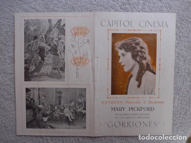 Cine: ANTIGUO PROGRAMA DE CINE DOBLE GORRIONES - CAPITOL CINEMA 1926 - Foto 6