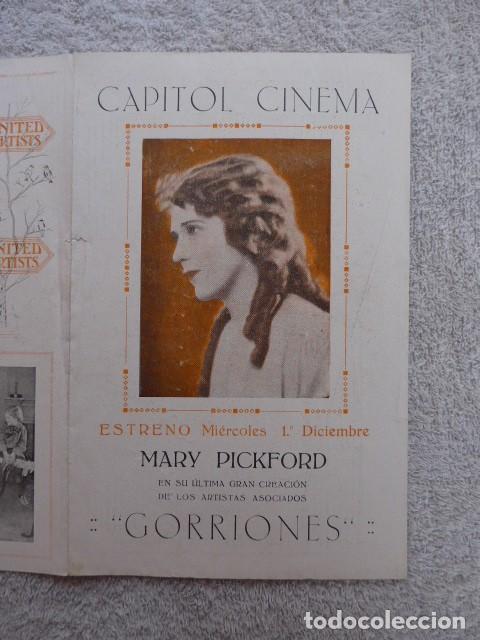 Cine: ANTIGUO PROGRAMA DE CINE DOBLE GORRIONES - CAPITOL CINEMA 1926 - Foto 8