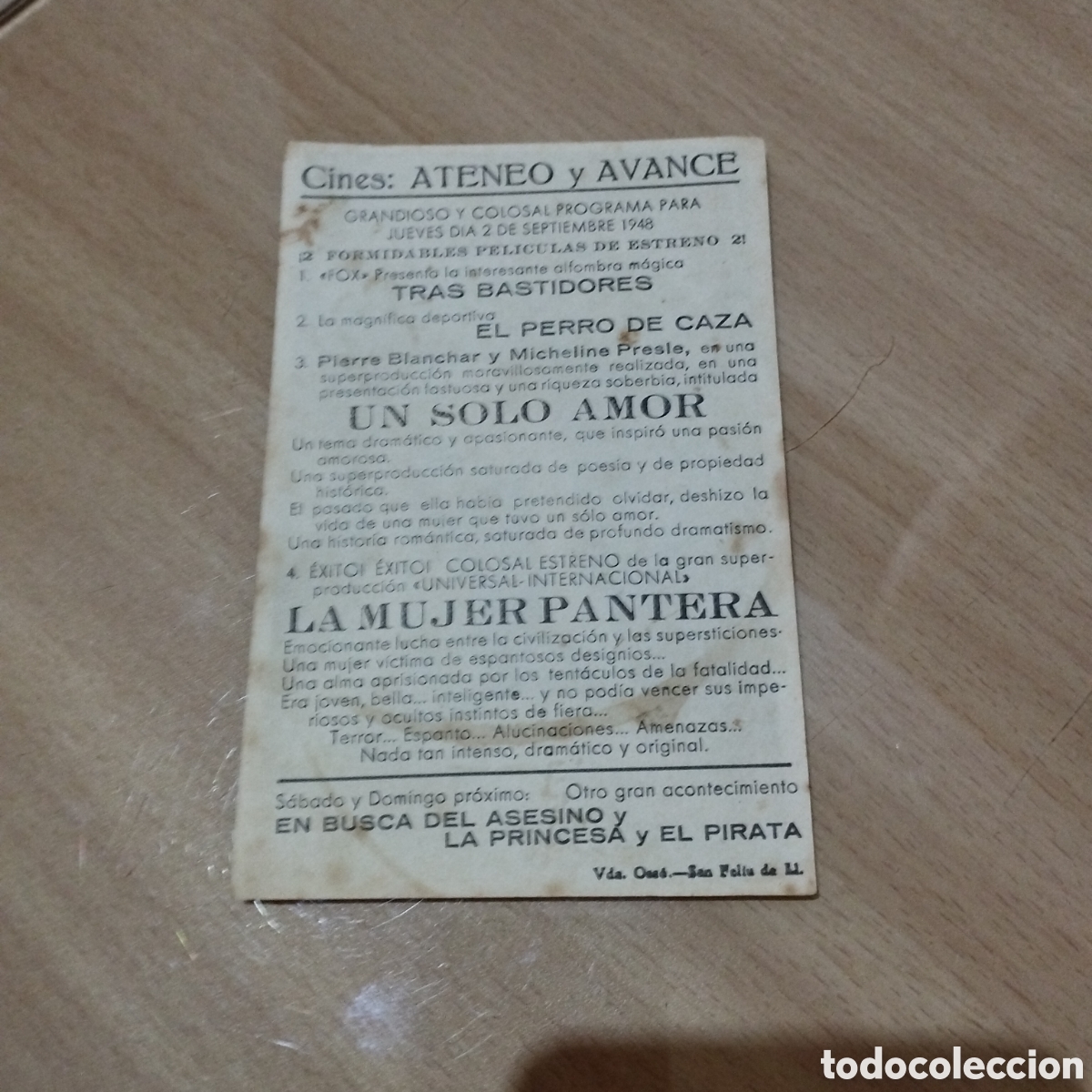 Cine: Programa de cine sencillo. La mujer pantera. Simone Simon. Kent Smith. Jack Holt. 1948 - Foto 2