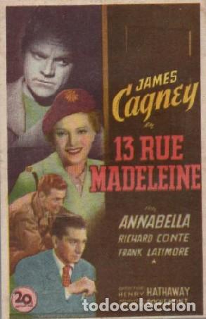 Cine: PROGRAMA DE CINE: 13 RUE MADELEINE PC-9830 - Foto 1
