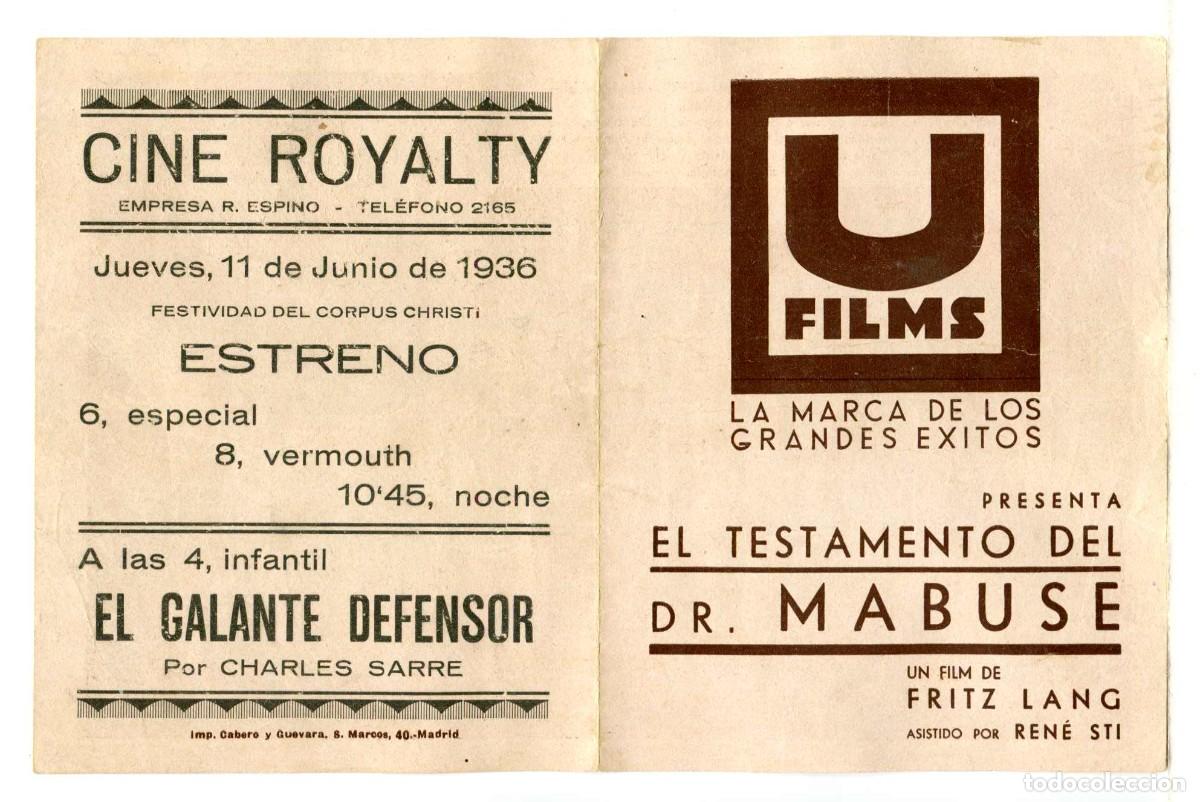 Cine: EL TESTAMENTO DEL DR. MABUSE, DE FRITZ LANG. - Foto 1
