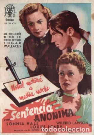 Cine: PROGRAMA DE CINE: SENTENCIA ANONIMA PC-9903 - Foto 1
