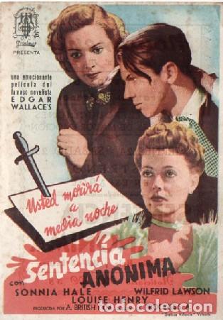 Cine: PROGRAMA DE CINE: SENTENCIA ANONIMA PC-9917 - Foto 1