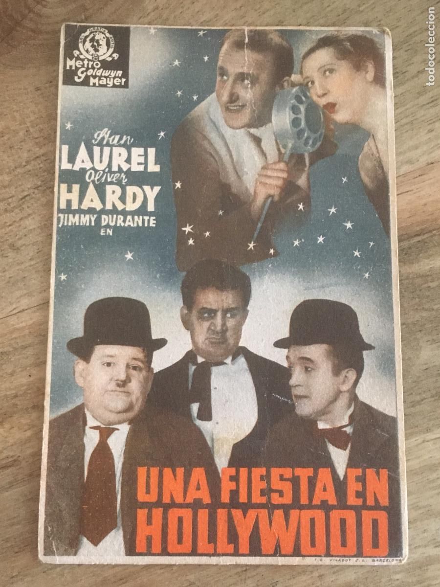Kino: una fiesta en hollywood laurel y hardy folleto de mano original estreno