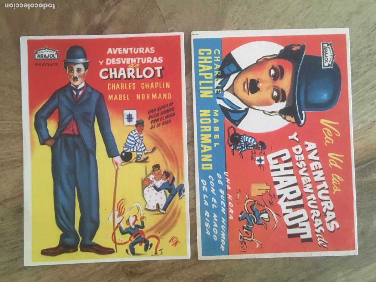 Kino: aveturas desventuras charlot arajol 2 folletos de mano originales estreno muy buen estado